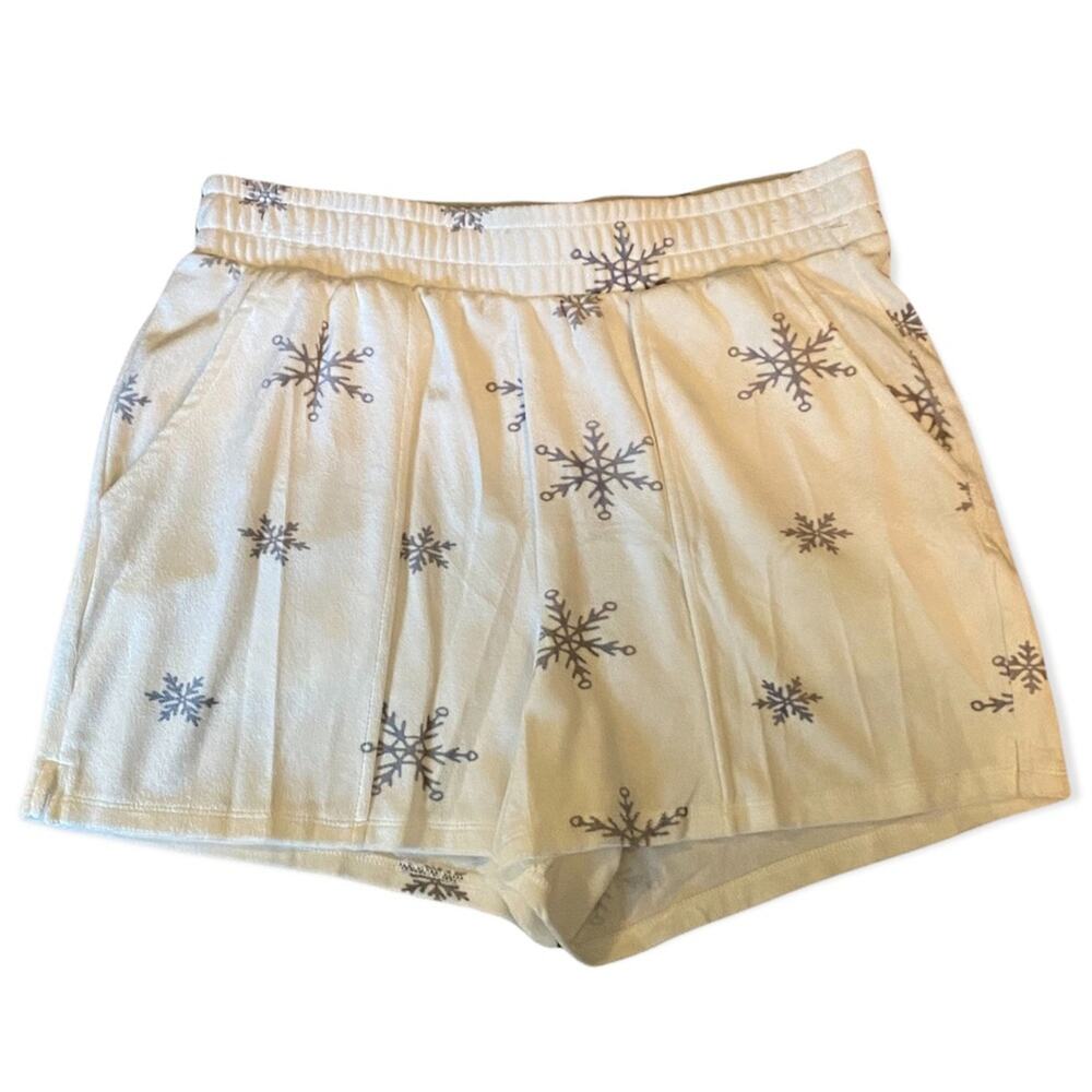 Cozie By Pink Rose White Velour Shorts Snowflake Medium NWOT